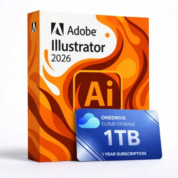 Illustrator 2026 com 1 TB no OneDrive durante 1 ano